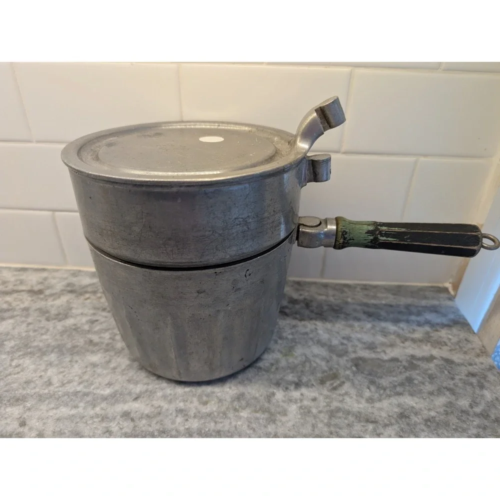 Vintage‎ Aluminum Double Boiler, 3 Piece, Household Institute